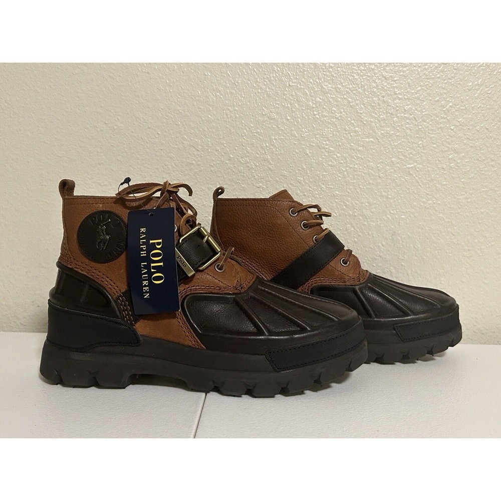 New Polo Ralph Lauren Oslo Low Leather Boots Light Tan Brown Men's Size 8